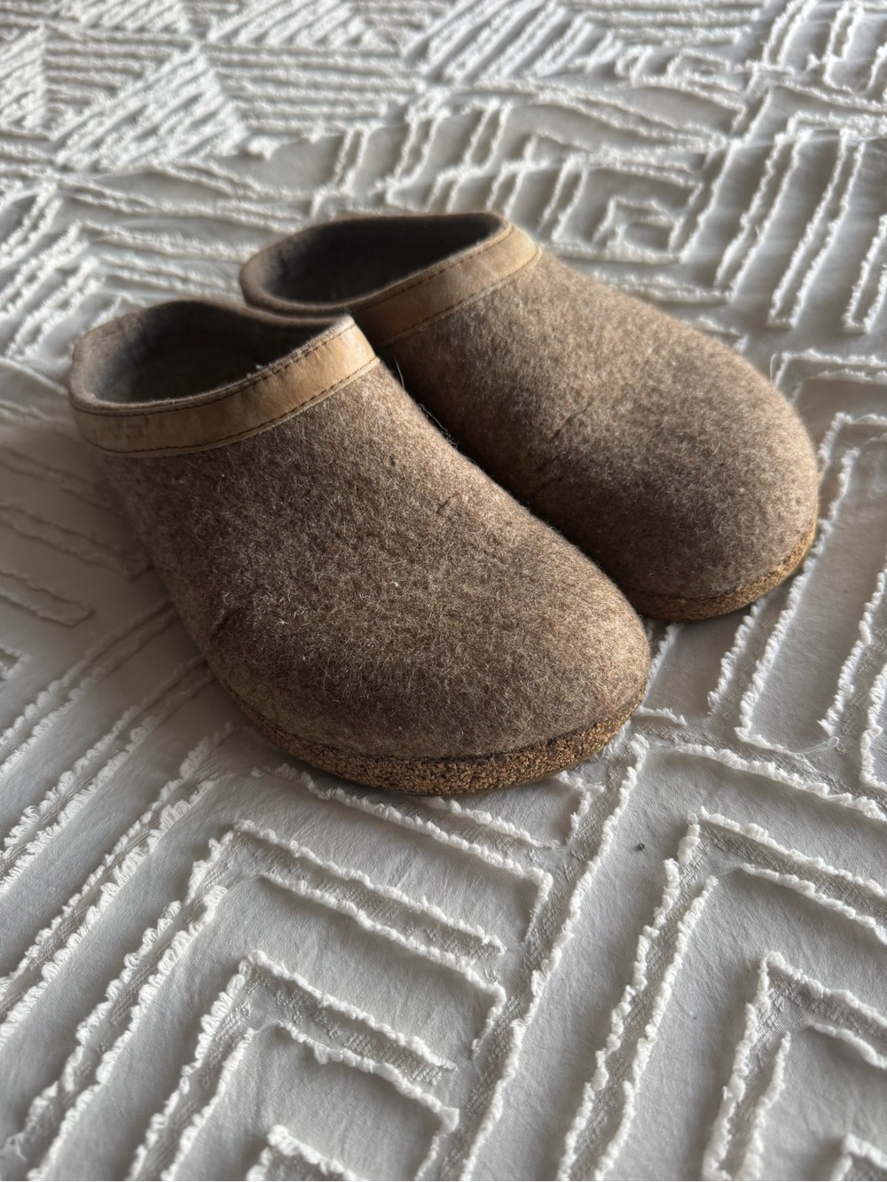 Haflinger Brown Felt Slip-On Clogs
